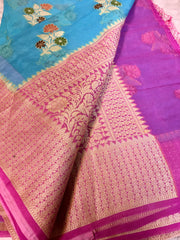 BKS 011- Pure Georgette  Banarasi saree with Gold Zari work. Comes with Unstitched Blouse.