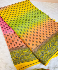 BKS 020 -  Pure Khaddi Georgette  Banarasi saree with Gold Zari work. Comes with unstitched Blouse.
