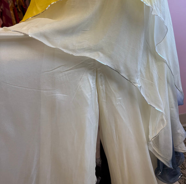 JPD030-Yellow and white crop top and sharara pants