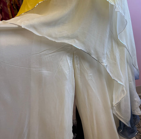 JPD030-Yellow and white crop top and sharara pants