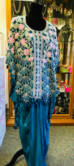 RFSS2014 -Heavy Partywear Pure Crepe Dhoti Skirt With Emboridered Cutwork Kaftan Top