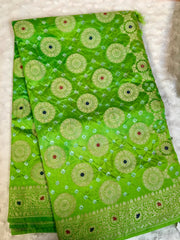 BKS 009 - Dupion Bandini Banarasi saree with Gold Zari work. Comes with Unstitched Blouse.