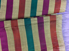 KSS414 Pure handloom kanchipuram silk Saree in purple with multi color gold zari border. Comes with stitched blouse size 40