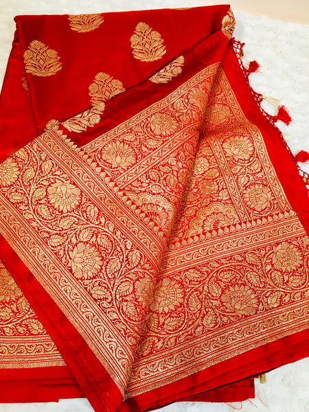 BKS 005 - Mashru Buta Banarasi saree with Gold Zari work. Comes with Unstitched Blouse.