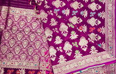 BKS107 Banarasi Georgette saree in pink. Come with stitched blouse size 38 can be altered to size 42. Fall peco done.