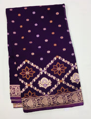 BKS105 Banarasi Georgette saree in purple. Come with stitched blouse size 38 can be altered to size 42. Fall peco done.