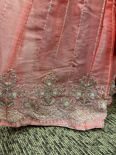 Pnk440: Pink kurti with sharara pants and dupatta
