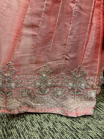 Pnk440: Pink kurti with sharara pants and dupatta