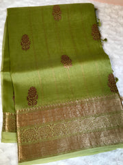 BKS 012 -  Pure Organaza Banarasi  saree with Gold Zari work. Comes with unstitched Blouse.