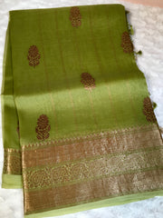 BKS 012 -  Pure Organaza Banarasi  Sari with Gold Zari work. Comes with Unstitiched Blouse.