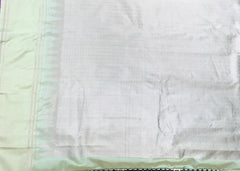 KSS425 Pure handloom kanchipuram silk Saree in bottle green with gold zari border.comes with stitched blouse size 40,can be altered to 44 size.