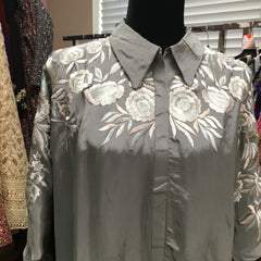 KKD007 - Crepe kurta with flower embroidery and tulip pants