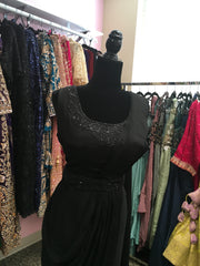 KKD018 - Black Half Saree with beautiful bead work and belt