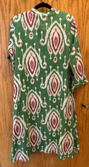 JPD026-White cotton kurti with pants and a green long jacket