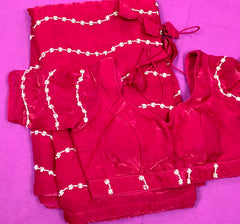 AFL3043 Partywear saree in soft fendy satin silk Saree with beads embroidery work Comes with stitched blouse size 40,can be altered to 44size.Fall peco done.