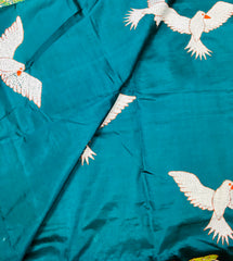 KSN225 Pure Silk Kantha Tussar Saree in Green. Comes with stitched blouse. Fall peco done.