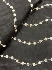 AFL3044 party wear saree in black soft fendy satin silk saree with beads embroidery work.Comes with stitched blouse size 40,can be altered to 44size.Fall peco done.