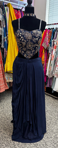 AFL7015: Blouse and dhoti skirt with dupatta
