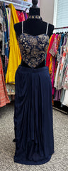 AFL7015: Blouse and dhoti skirt with dupatta