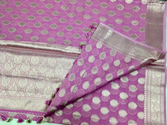 BKS135 Cotton Banarasi Saree in pink. Comes with stitched blouse size 38 can be altered to size 42. Fall peco done.