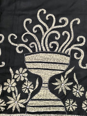 KSN223 - Pure Silk Kantha Saree in black. Comes with stitched blouse.