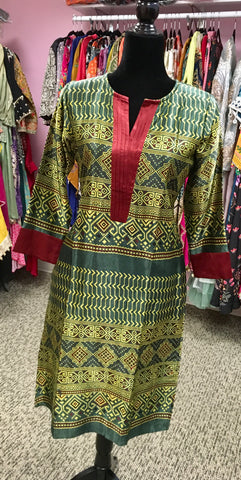 KNG016 Mashru silk knee length kurti.