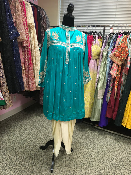 KKD020 - Teal kurta with tulip pants