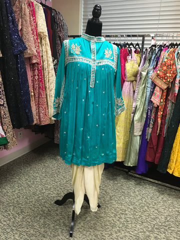 KKD020 - Teal kurta with tulip pants