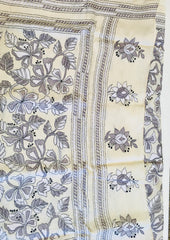 KSN218 Pure Silk Kantha Tussar Saree in beige. Comes with stitched blouse. Fall peco done.