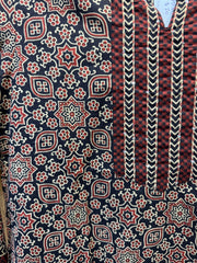 JPD011-Red and brown mandala pattern on black short kurti