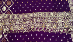 BKS105 Banarasi Georgette saree in purple. Come with stitched blouse size 38 can be altered to size 42. Fall peco done.