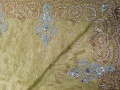 AFL8001 Pure banarasi crepe tissue saree in beige with heavy hand embroidery party wear Saree.comes with stitched blouse size 38 can be altered to 44 size.