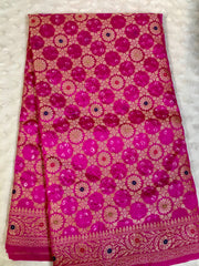BKS 009 - Dupion Bandini Banarasi saree with Gold Zari work. Comes with Unstitched Blouse.