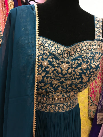 AFL2013-Pure georgette Party wear lehenga.Come with crop top and heavy embroidery jacket.