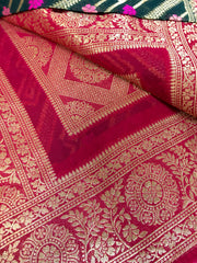 BKS002- Georgette Meenakari Banarasi  Sari with Gold Zari work. Comes with Unstitiched Blouse.
