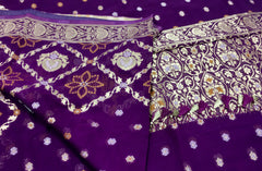 BKS105 Banarasi Georgette saree in purple. Come with stitched blouse size 38 can be altered to size 42. Fall peco done.