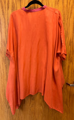 JPD025-Orange cotton kaftan with pants and flower work