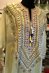 RFSS1903 - Pure Organza Pista Green Kurta With Heavy Embroidery On Yoke With Straight Pants