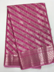 BKS137 Cotton Banarasi Saree in pink. Comes with stitched blouse size 38 can be altered to size 42. Fall peco done.