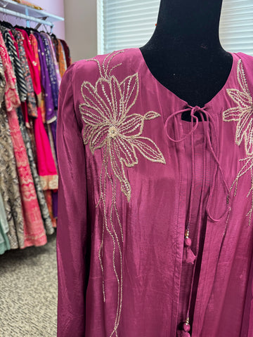 Pnk447: Long kurti with cape and pants and dupatta