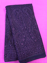 AFL3061 Georgette Party Wear saree in purple comes with Chickenkary Embroidery and stone work. Come with stitched blouse size 38 can be altered to 42.Fall peco done.