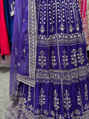 AFL2017- Purple golden heavy work lehenga with net dupatta