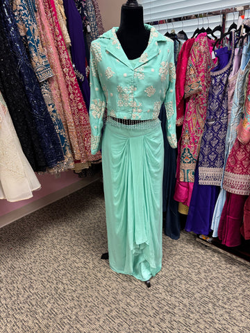 KKD005- Top with collar and dhoti skirt