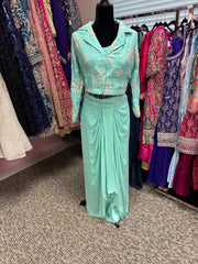 KKD005- Top with collar and dhoti skirt
