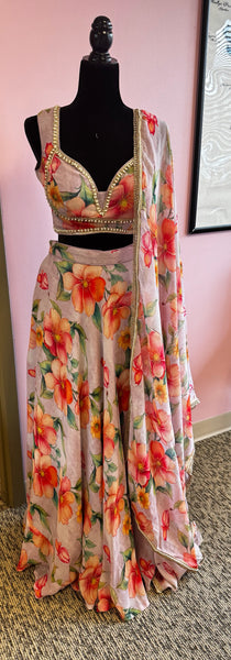 AFL6001: Beautiful purple lehenga with floral pattern