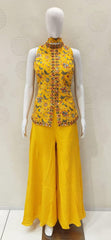 AFL7029: Yellow top with sharara pants and dupatta