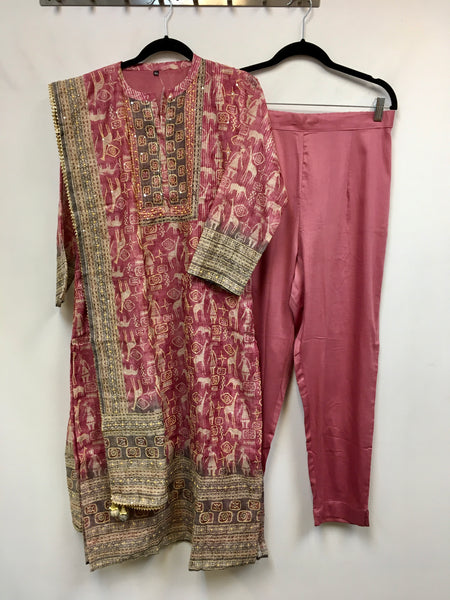RBD043 - Cotton Light pink chanderi suit. Comes with cotton dupatta.