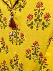 PNK001- Yellow  floral co-ord set in summer rayon fabric.