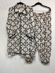 RBD045- Pure muslin geometrical print co-ord in black and white suit.
