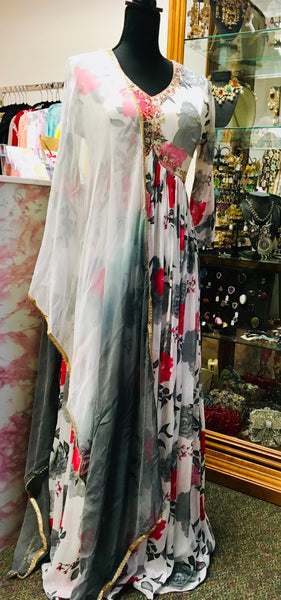 RFSS1613 - White Floral Gown.